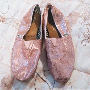 Pink Glitter Sparkly Metallic Toms, size 7